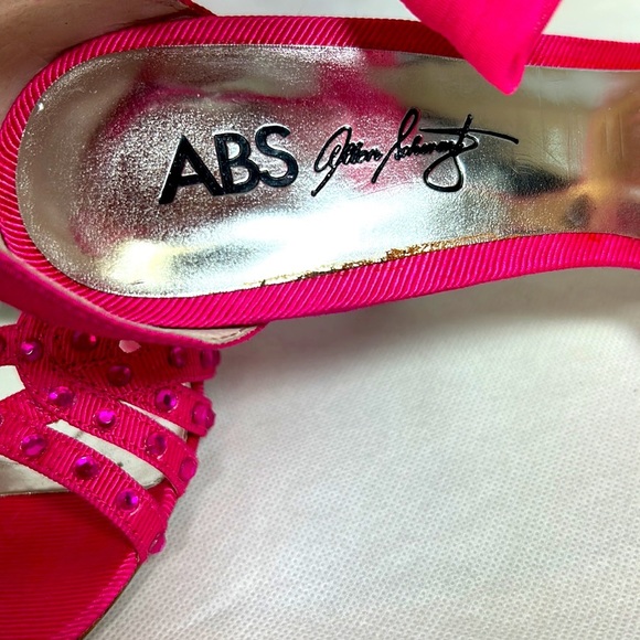 ABS by Allen Schwartz Canary Prom Formal Bow T-Strap Party Heels in Barbie Pink - Picture 9 of 9